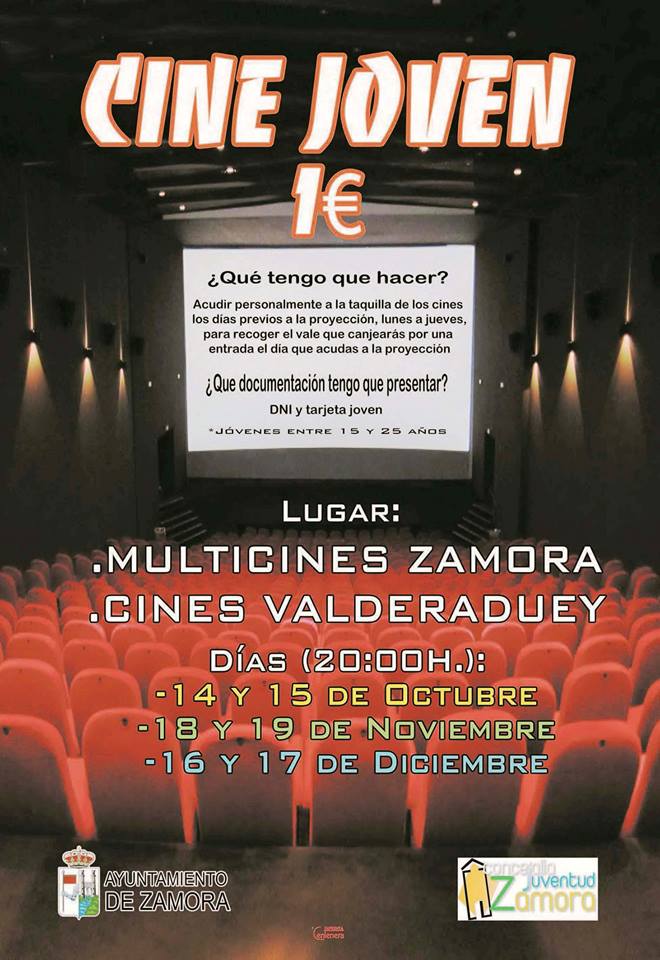 <strong>Este fin de semana  "Cine a 1 Euro" para jóvenes organizado por la Concejalía de Juventud en colaboración con Multicines Zamora y Cines Valderaduey</strong>