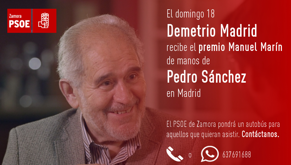<div><strong>Demetrio Madrid recibe este Domingo el &ldquo;Premio Manuel Mar&iacute;n&rdquo; a la trayectoria auton&oacute;mica en la Escuela de Gobierno del PSOE&nbsp;</strong></div>
