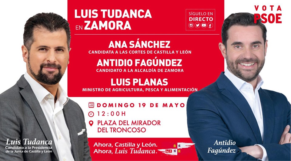 <strong>Acto Público del PSOE en Zamora con Luis Planas y Luis Tudanca. Domingo 19 de Mayo</strong> <strong>Acto Público del PSOE en Zamora con Luis Planas y Luis Tudanca. Domingo 19 de Mayo</strong>