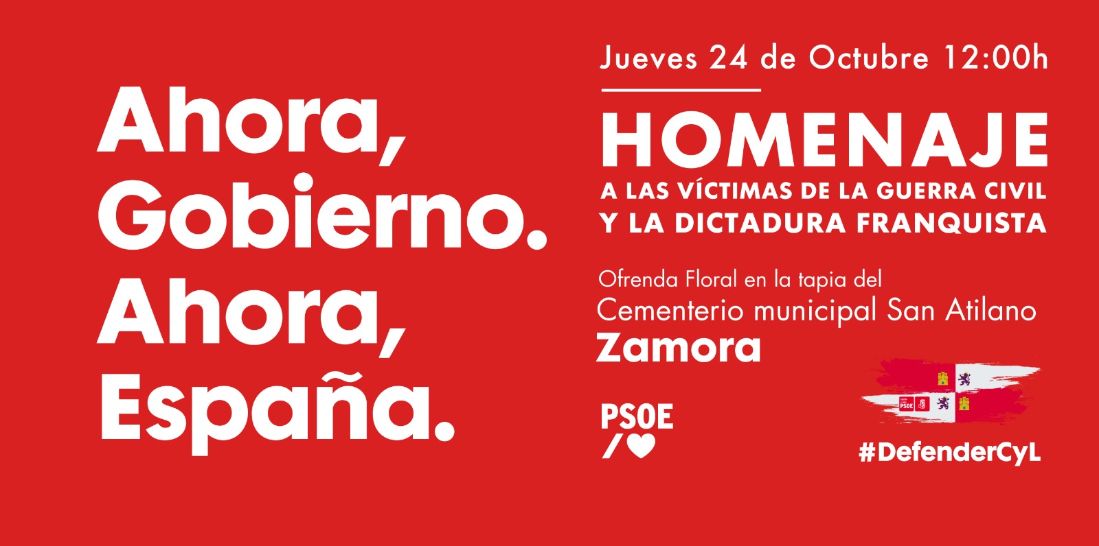 <div><strong>Homenaje del PSOE de Zamora a las v&iacute;ctimas de la Guerra Civil y de la dictadura franquista</strong></div>