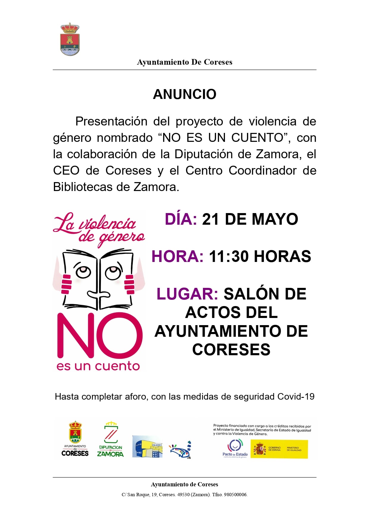 <strong>Coreses presenta el proyecto &ldquo;La violencia de g&eacute;nero NO es un cuento&rdquo;</strong>