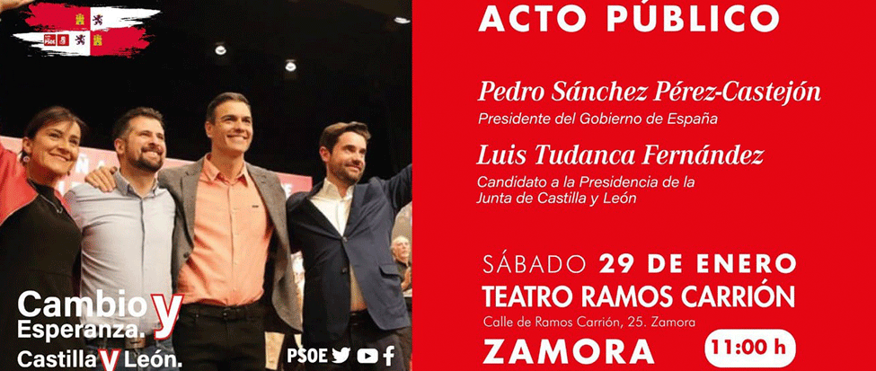 <strong>Acto P&uacute;blico de Pedro S&aacute;nchez y Luis Tudanca en el Teatro Ramos Carri&oacute;n de Zamora</strong>